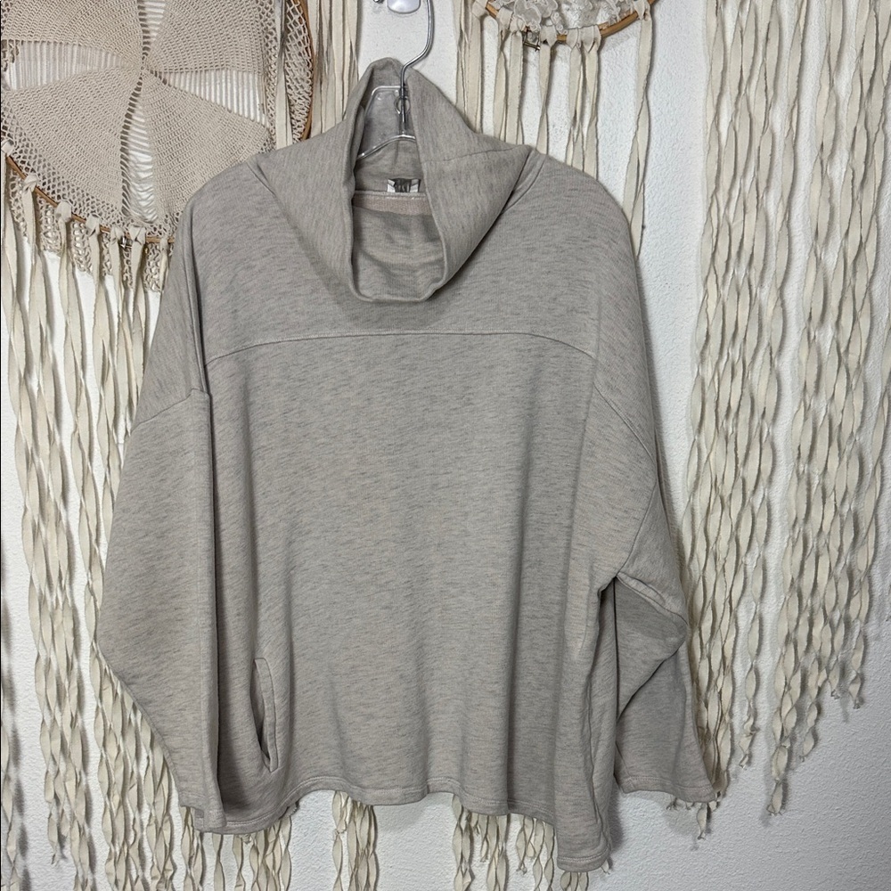 Poetry Oatmeal Color Funnel Neck Pullover Casual Sweatshirt Size Us18 — image 7 of 8